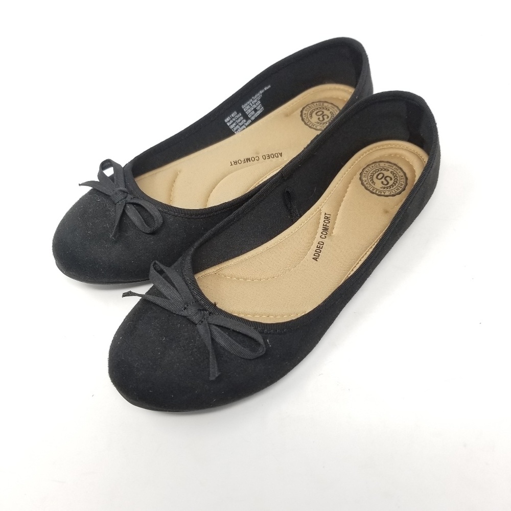 Kohls SO Faux Suede Black Ballet Flats Size 7M